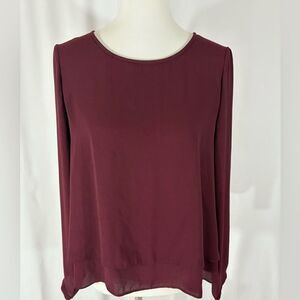 White House Black Market Long Sleeve Round Neck Blouse